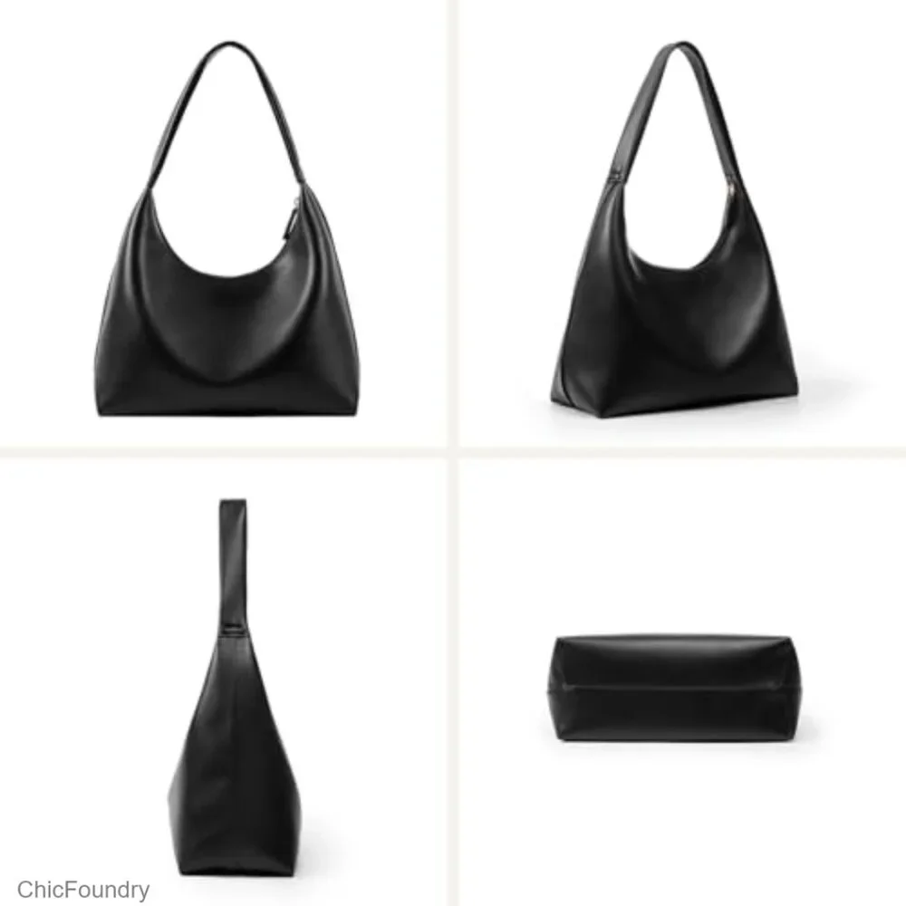 Small Hobo Bag PU Leather Shoulder Purse with Zipper Compartments